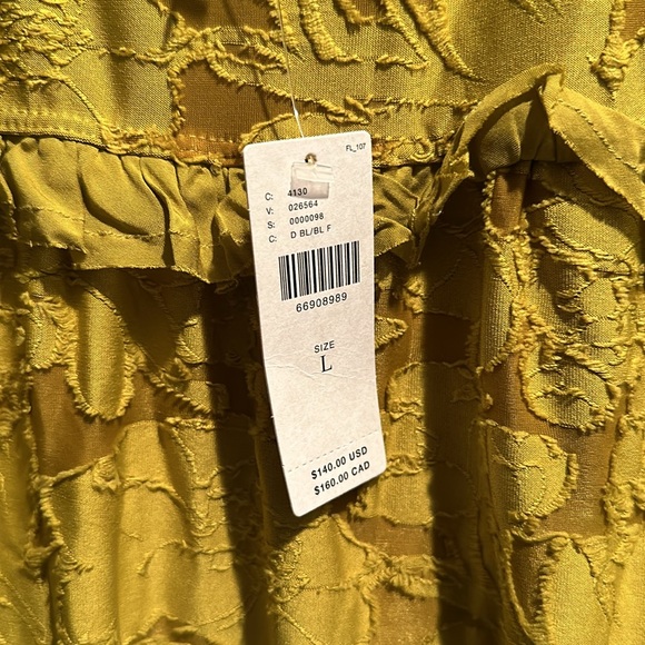 Anthropologie Ruffle Knit Swing Mini Chartreuse Dress NWT Size Large - Picture 7 of 9